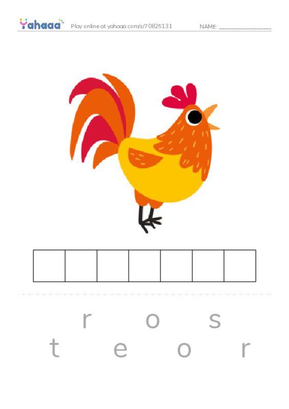 Letter scramble puzzle worksheet for wake up rooster