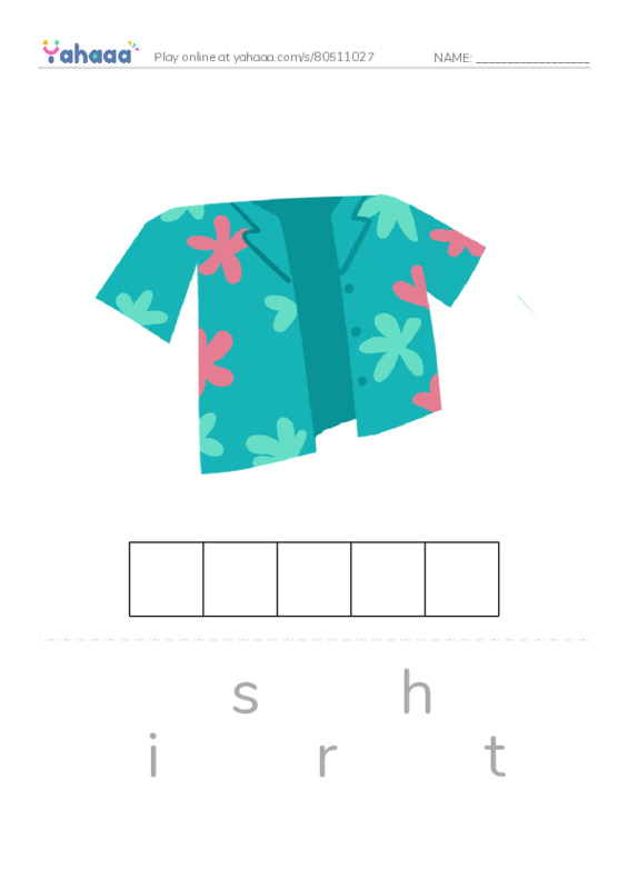 Letter scramble puzzle worksheet for Unit 8: In my clothes cupboard