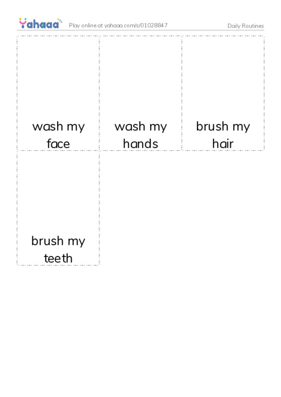 Picture flashcards worksheet for Daily Routines