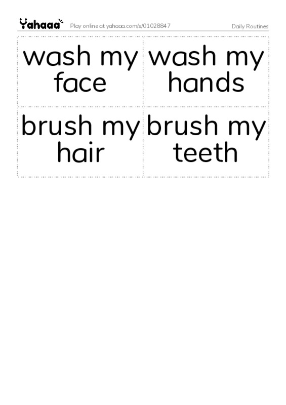 Word flashcards worksheet for Daily Routines