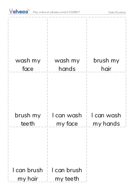 Picture flashcards worksheet for Daily Routines