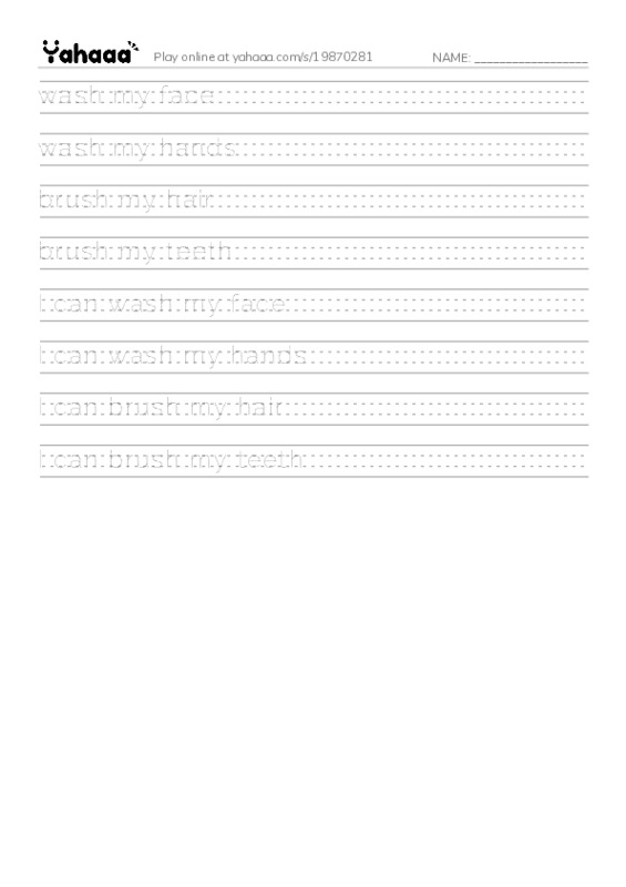 Handwriting lines worksheet for Daily Routines