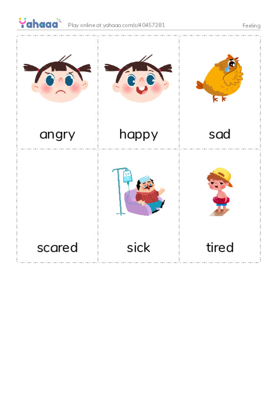 Picture flashcards worksheet for Feeling