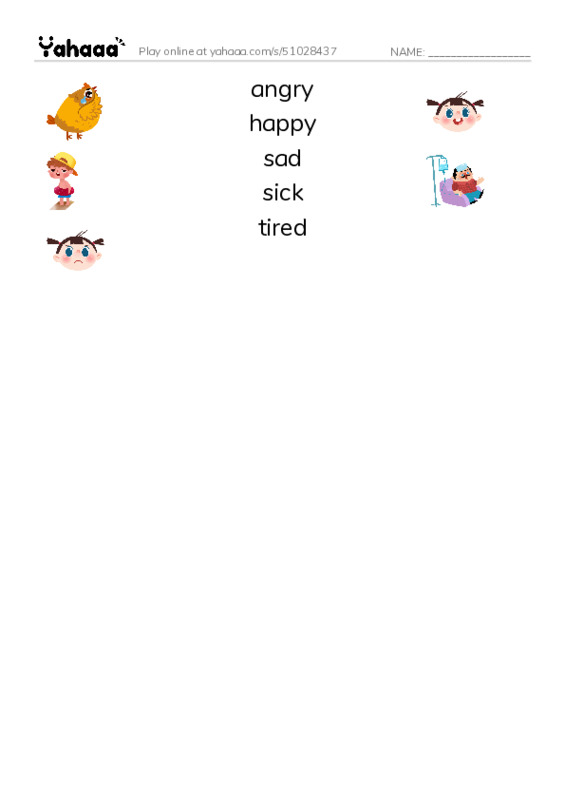 Match both sides worksheet for Feeling