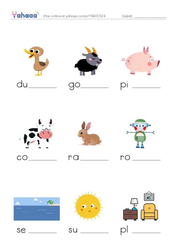 Finish the word worksheet for Week 4 - Grade 2