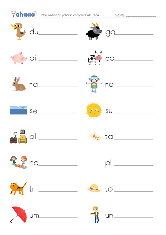 Write the word rows worksheet for Week 4 - Grade 2