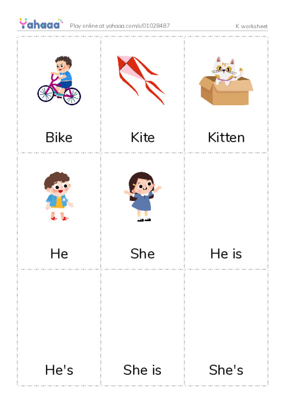 Picture flashcards worksheet for K worksheet