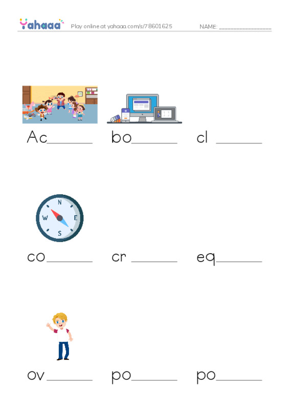 Finish the word worksheet for Grade 6 - Unit 1: My new school