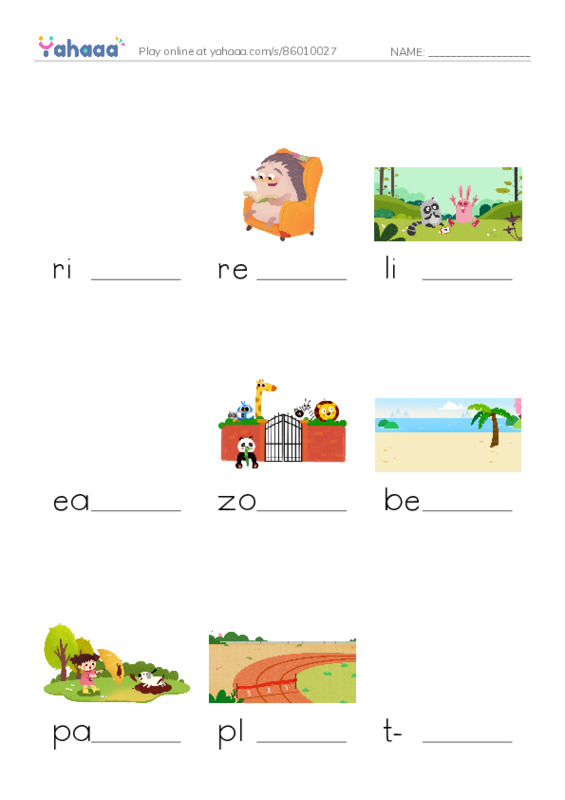 Finish the word worksheet for Grade 2 - Week 5