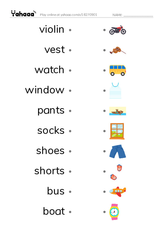 Draw a line to match worksheet for Grade 2 - Week 6