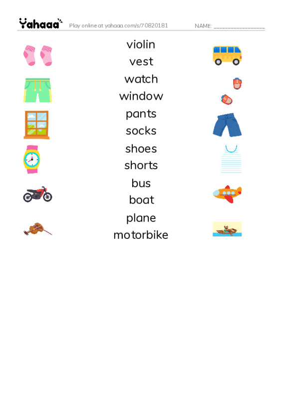 Match both sides worksheet for Grade 2 - Week 6