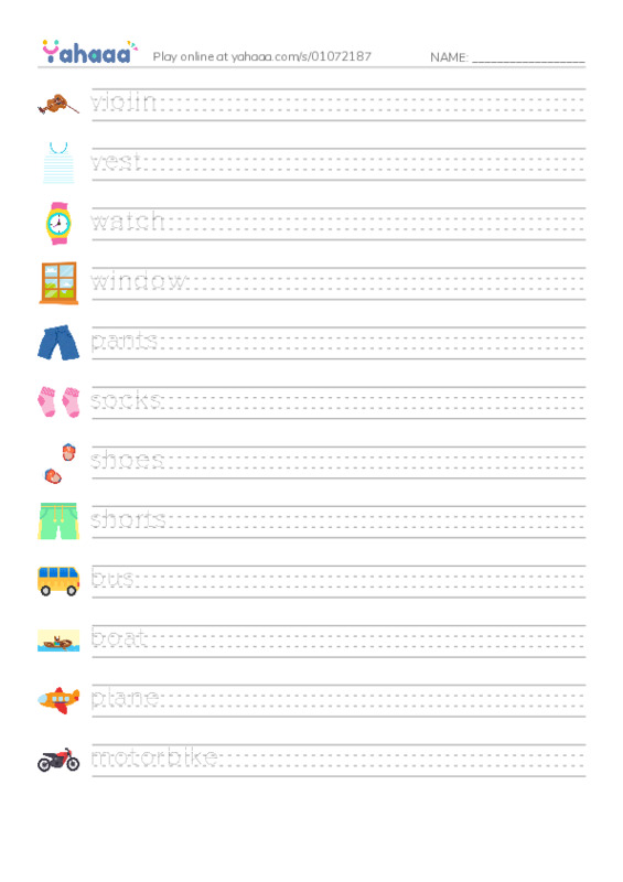 Handwriting lines worksheet for Grade 2 - Week 6