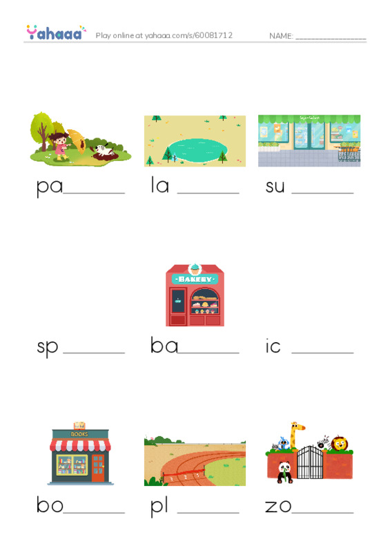 Finish the word worksheet for Grade 3 - Week 5