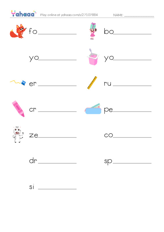 Write the word rows worksheet for Grade 2 - Week 7