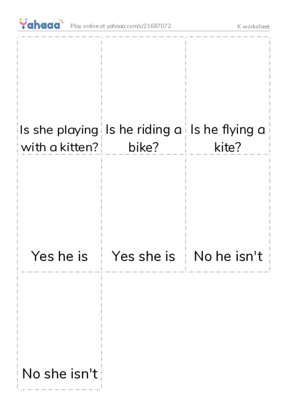 Picture flashcards worksheet for K worksheet