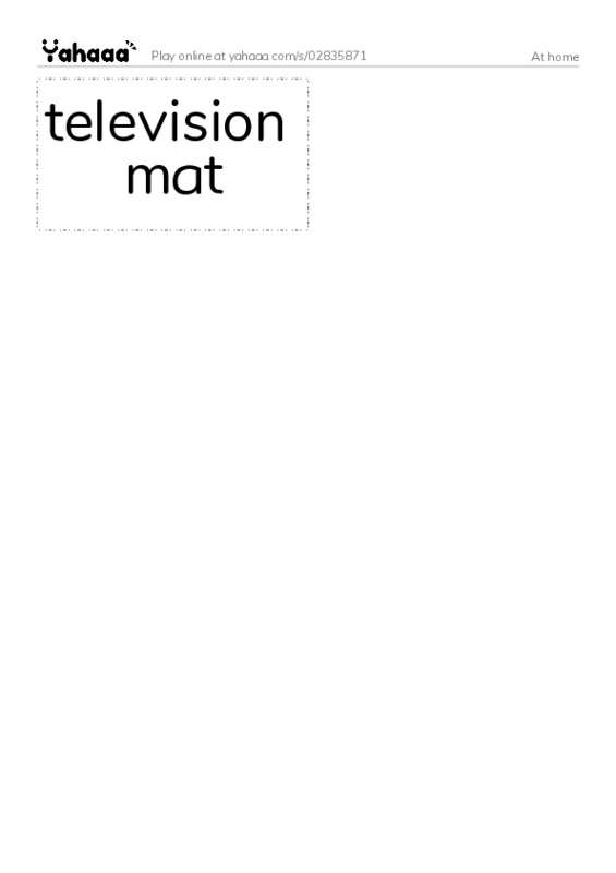 Word flashcards worksheet for At home