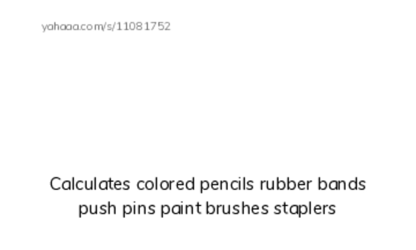 Index cards with pictures worksheet for Calculates colored pencils rubber bands push pins paint brushes staplers