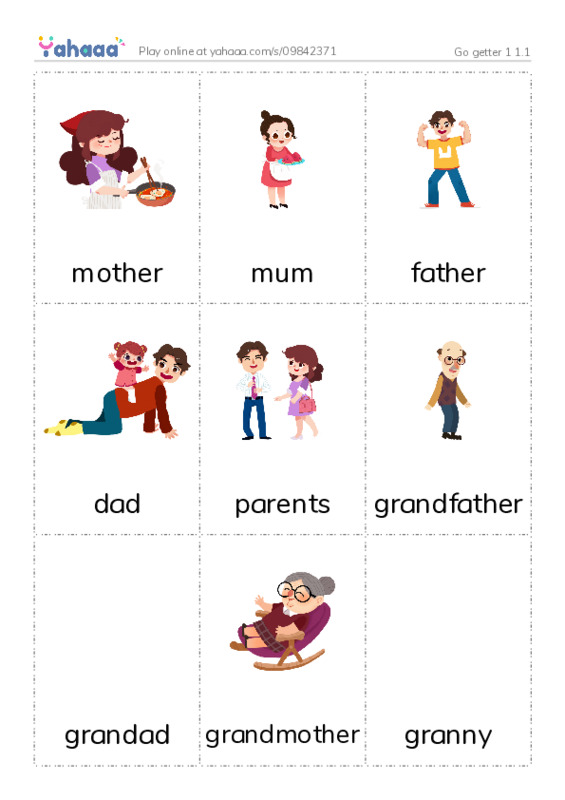 Picture flashcards worksheet for Go getter 1 1.1