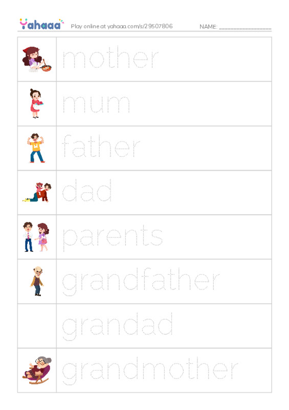 Picture and word rows worksheet for Go getter 1 1.1