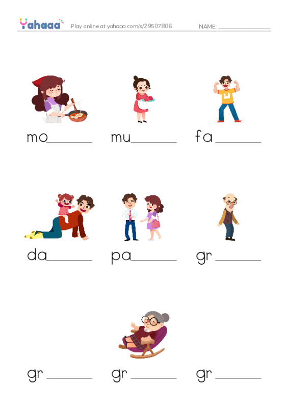 Finish the word worksheet for Go getter 1 1.1