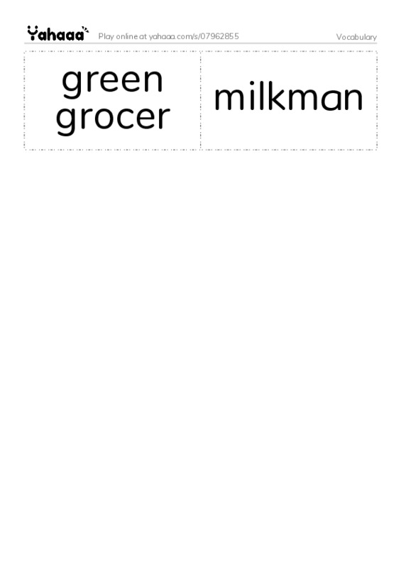 Word flashcards worksheet for Vocabulary
