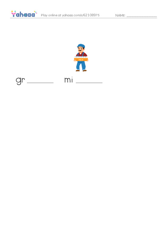 Finish the word worksheet for Vocabulary