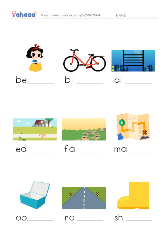 Finish the word worksheet for 1000 words book 1 unit 11
