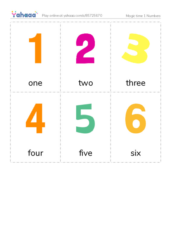Picture flashcards worksheet for Magic time 1 Numbers