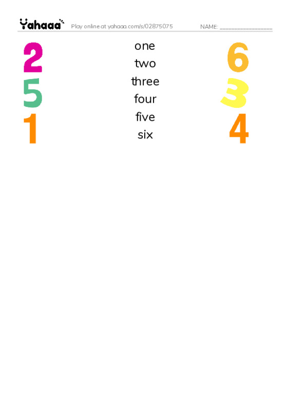 Match both sides worksheet for Magic time 1 Numbers