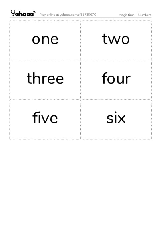 Word flashcards worksheet for Magic time 1 Numbers