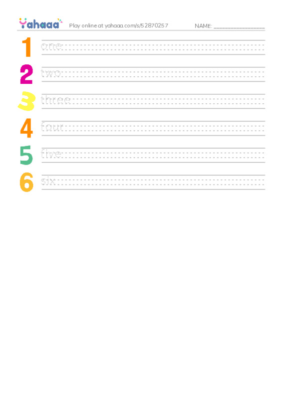 Handwriting lines worksheet for Magic time 1 Numbers