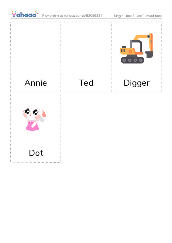 Picture flashcards worksheet for Magic Time 1 Unit 1 word time