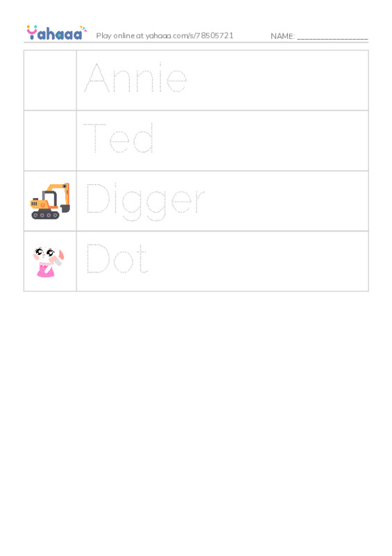 Picture and word rows worksheet for Magic Time 1 Unit 1 word time