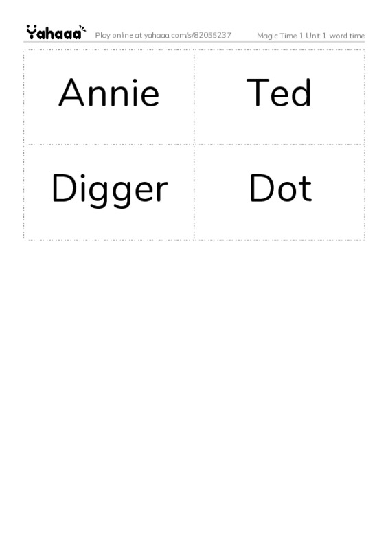 Word flashcards worksheet for Magic Time 1 Unit 1 word time