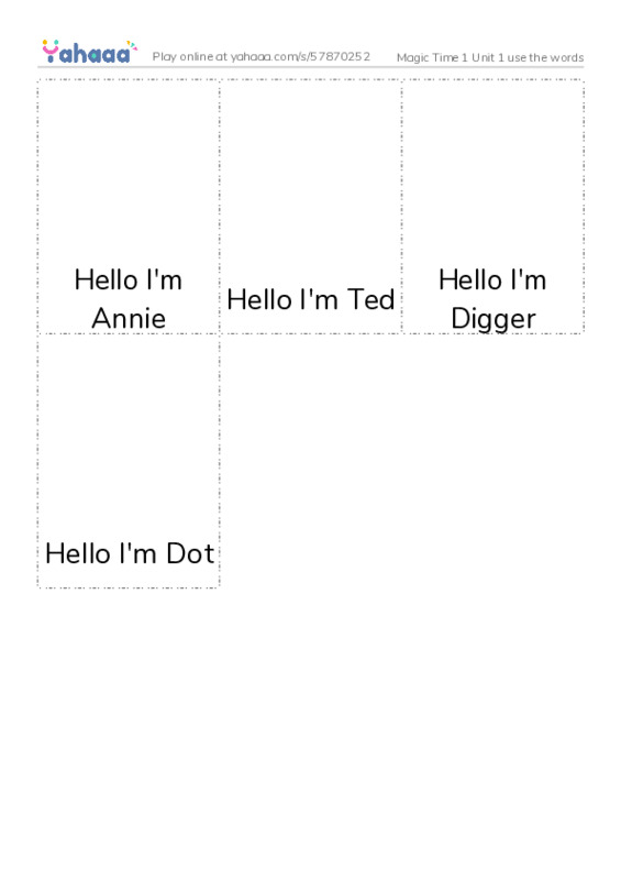 Picture flashcards worksheet for this word list