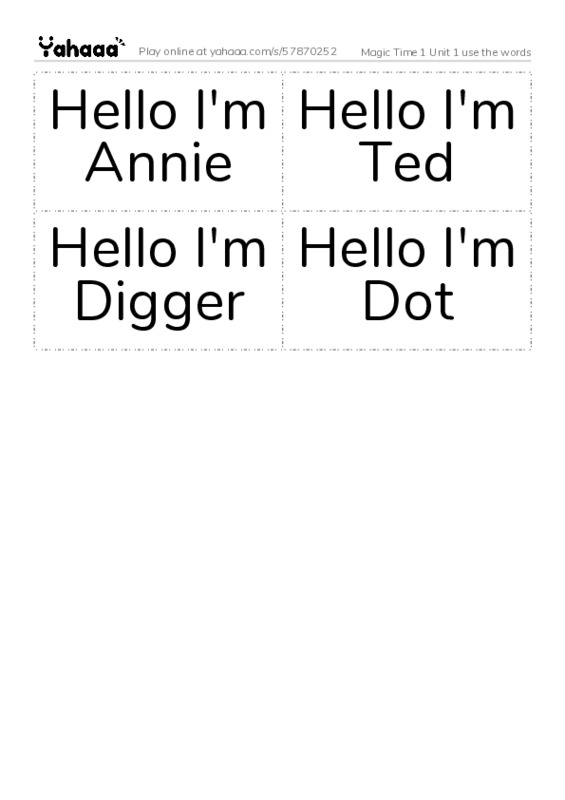 Word flashcards worksheet for this word list