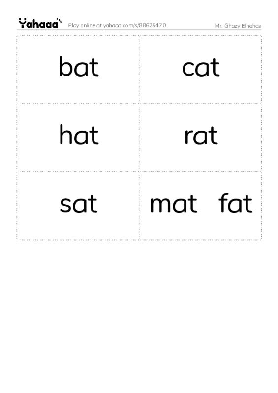 Word flashcards worksheet for Mr. Ghazy Elnahas