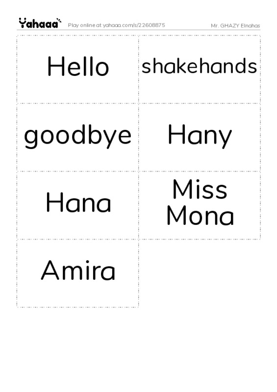 Word flashcards worksheet for Mr. GHAZY Elnahas