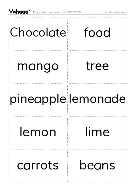 Word flashcards worksheet for Mr. Ghazy Elnahas