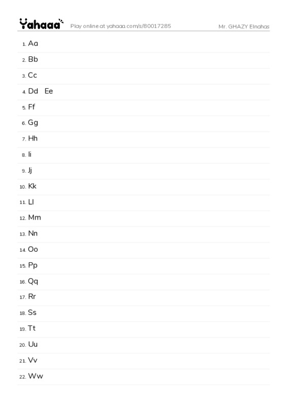 Word list with meanings worksheet for Mr. GHAZY Elnahas