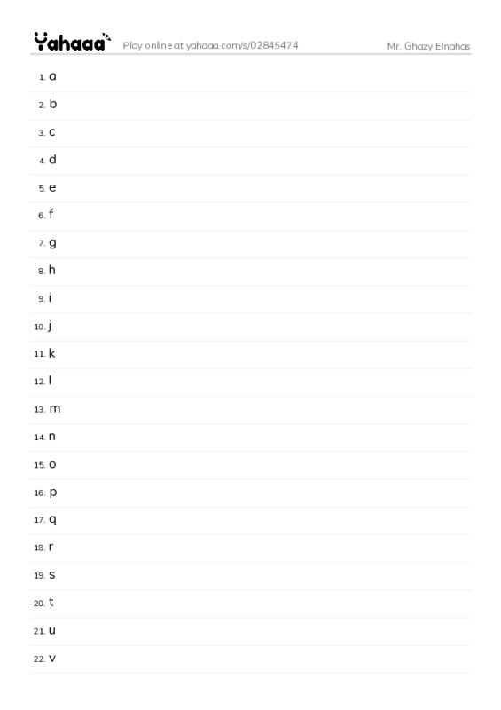 Word list with meanings worksheet for Mr. Ghazy Elnahas