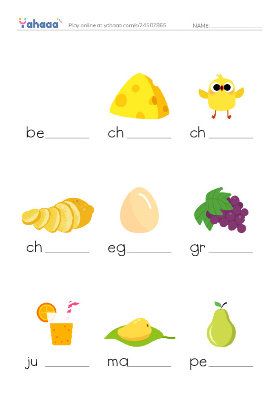 Finish the word worksheet for Find out the words