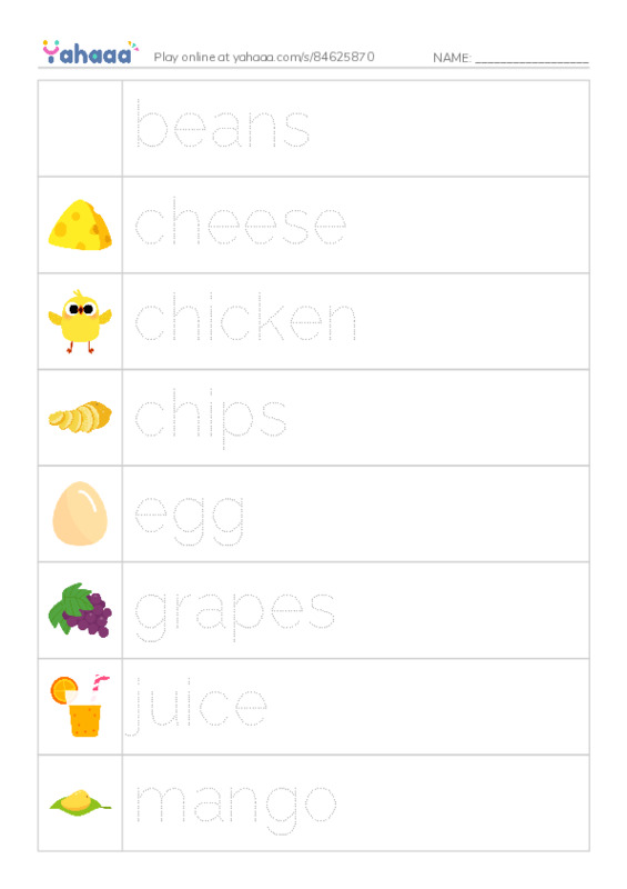 Picture and word rows worksheet for Find out the words