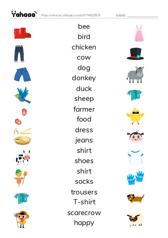 Match both sides worksheet for Vocab Unit 5 + 6