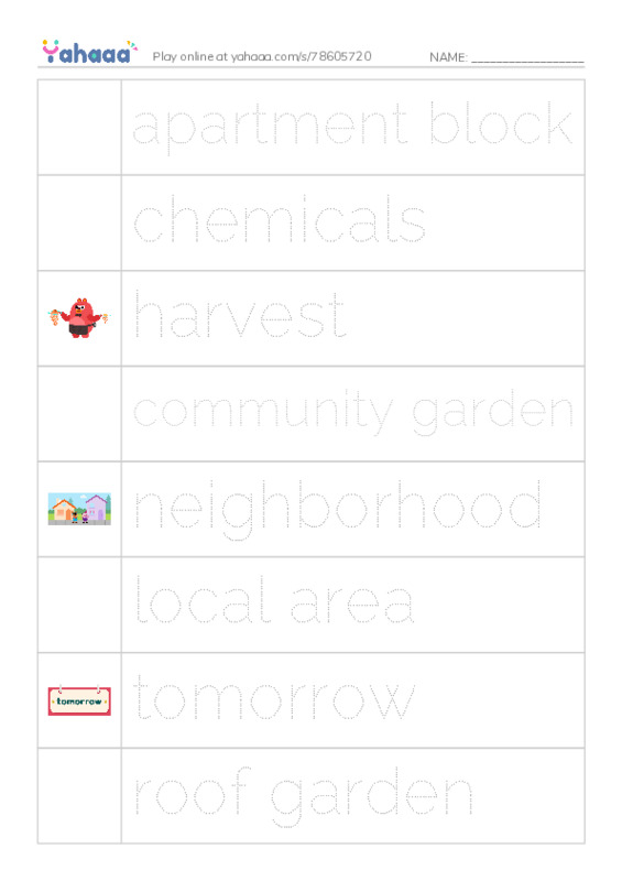 Picture and word rows worksheet for Mr. Ghazy Elnahas