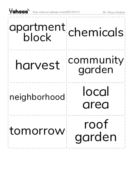 Word flashcards worksheet for Mr. Ghazy Elnahas