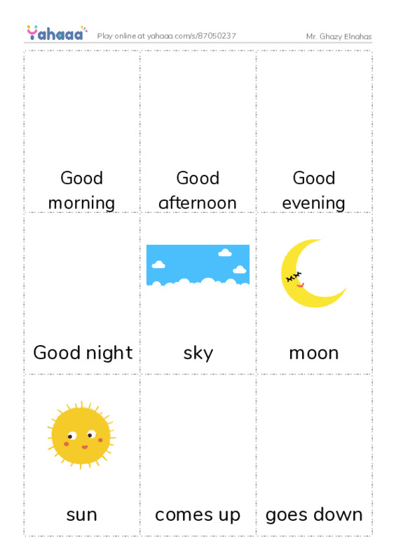 Picture flashcards worksheet for Mr. Ghazy Elnahas