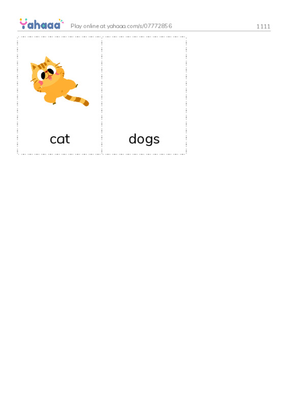 Picture flashcards worksheet for 1111
