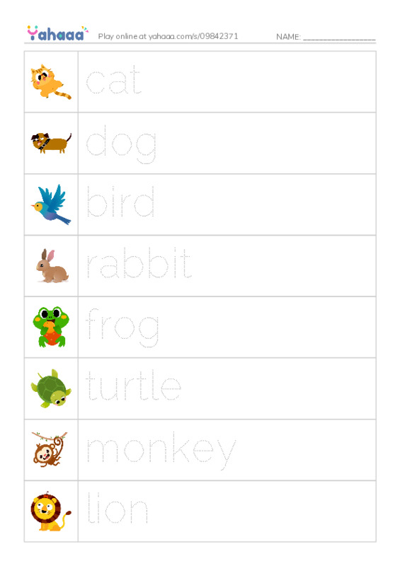 Picture and word rows worksheet for Unit 8