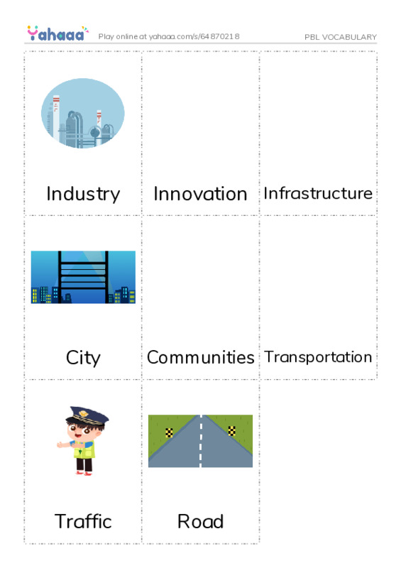 Picture flashcards worksheet for PBL VOCABULARY